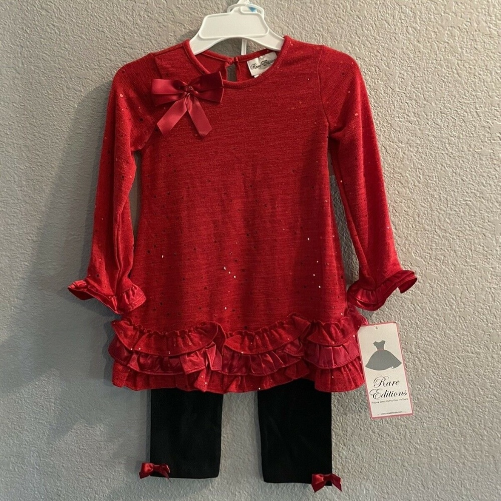NEW Rare Editions Holiday Christmas 2 Piece Dress Set Size 5 Girls